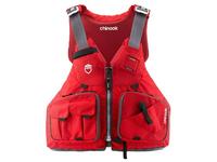 NRS Chinook OS Fishing PFD  With the fit and design inspired by our most popular life jacket, the Chinook OS Fishing PFD has added features for open-water safety and convenience. The Chinook OS is a medium profile life jacket certified in accordance with CE EN 393. PlushFit™ foam and a high-back design combine to create an extremely comfortable vest for any type of raft or kayak seat. A mesh lower-back offers added ventilation on warm days. One large, zippered tackle pocket, with internal organization, plus one smaller tackle pocket. One zippered pocket sized for a VHF radio and three accessory pockets with hook-and-loop closure. Also features a rod holder, two strobe attachment points, two knife lash tabs and extra reflective accents for low-light visibility. The zippered front entry and six adjustment points offer a customized fit.